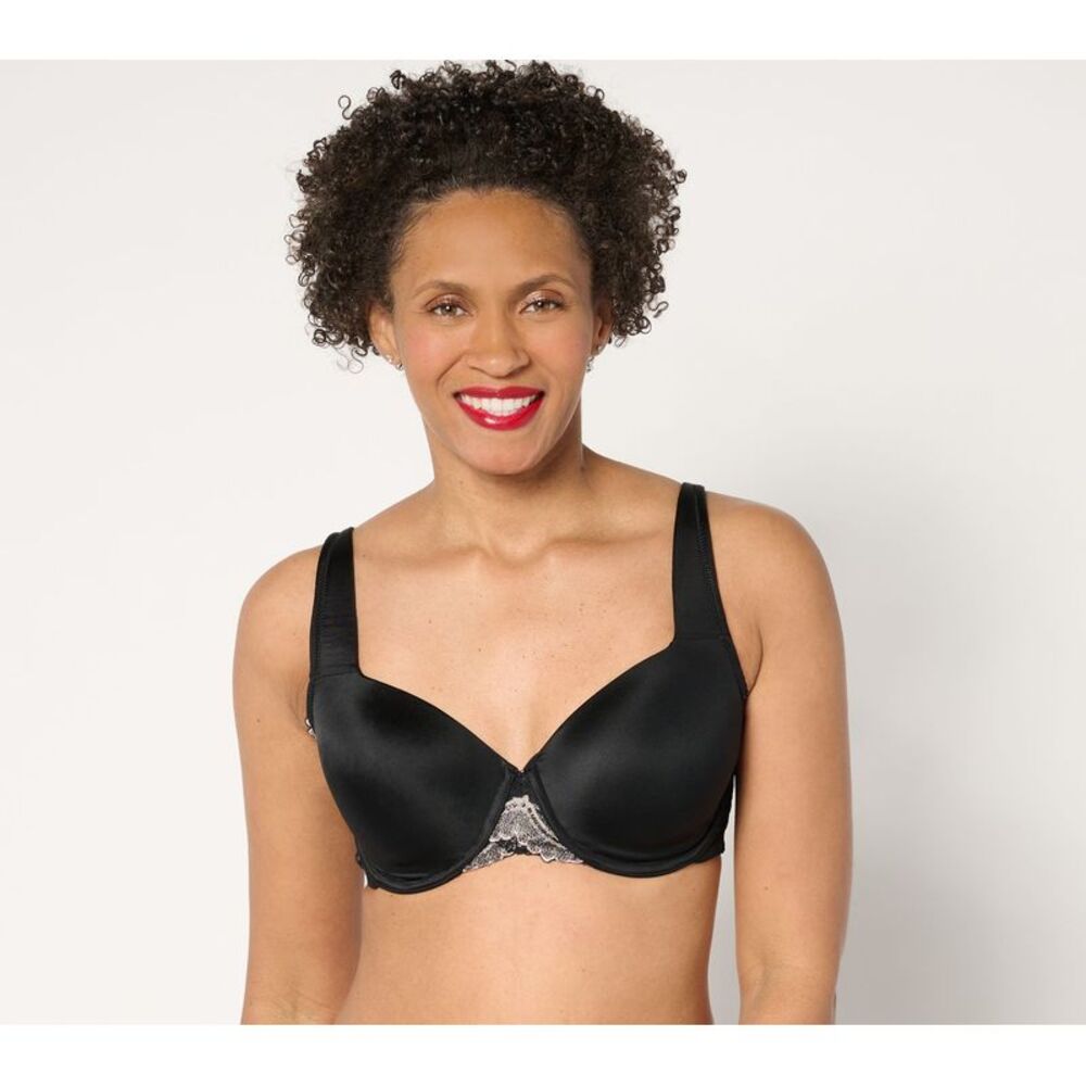 Gloria Vanderbilt Women's Bra Sz 40C -T Lace Shimmer Lightly Padded Black
